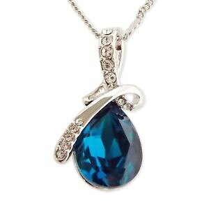 �y���������z�A�N�Z�T���[�@�l�b�N���X�@�R���A�X�p�C�����V�F�[��collier pendentif spirale en strass et goutte bleu bijou fantaisie pas cher pe