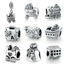 【送料無料】アクセサリー　ネックレス　シルバースーツケースビーズペンダントクリスマスsilver 925 valigia auto treno charm perline ciondolo amore natale regalo per lei ragazza