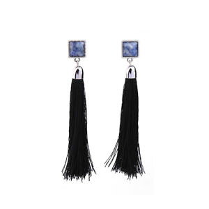 �y���������z�A�N�Z�T���[�@�l�b�N���X�@�C�������O�V���o�[�s��orecchini a perno argentato piazza blu pompon cotone nero bb17