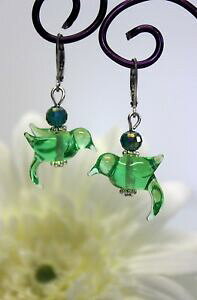 yzANZT[@lbNX@KXXeXX`[y_gCOglass jewels in acciaio inox orecchini pendenti uccelli verde perle estate lampwork c075
