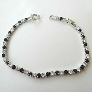 yzANZT[@lbNX@ejXuXbgVo[J[zCgbracciale tennis donna colore argento zirconi bianchi neri 17,5 19,5 cm 10 r