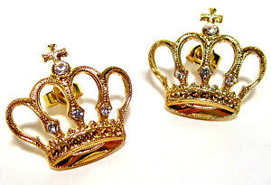 yzANZT[@lbNX@CORCS[fNELONC[CXg[NX^|bVsoho orecchini a bottone dorato corona re regina lucidata cristalli strass