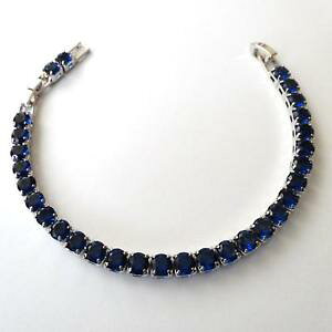 yzANZT[@lbNX@ejXuXbgJ[Vo[Tt@CAbracciale tennis colore argento grandi zaffiri blu 5 mm 20 17,5 cm 115 zz