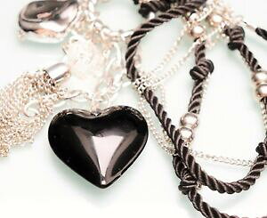 �y���������z�A�N�Z�T���[�@�l�b�N���X�@�{�j�[�^�{�[���`�F�[���l�b�N���Xnero argento bonita charm statement donna cuore sfera collana catena 60 cm