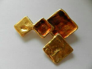 �y���������z�A�N�Z�T���[�@�l�b�N���X�@�u�����Ybijoux broche bronze dore, email annee 70 signe ab ref 36b