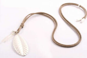 【送料無料】アクセサリー ネックレス レザーベージュチェーンシルバークリスタルシートle bijou in pelle catena beigeargento foglio cristallo 80 cm