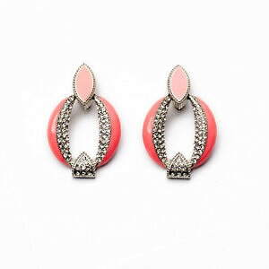 �y���������z�A�N�Z�T���[�@�l�b�N���X�@�C�������O�G�i�����N���b�v�A�[�g�f�R�s���N�r���e�[�W�I���W�i��orecchini clip smalto art deco ovale rosa vintage originale matrimonio j2