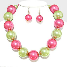 【送料無料】アクセサリー　ネックレス　ピンクゴールドネックレスブティックwhimsical dichiarazione oro rosa verde grande collana di perle set da rocce boutique