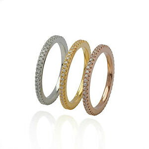 yzANZT[@lbNX@X^[OVo[S[hVv[gX^bJuOargento sterling 925 oro targa sottile eternity cz zirconi anello impilabile