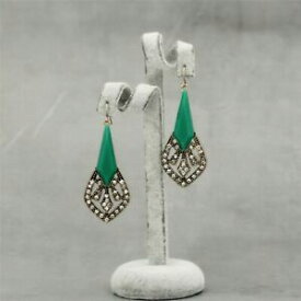 【送料無料】アクセサリー　ネックレス　イヤリングフックアールデコペンダントレトロドロップレースorecchini gancio dorato art deco goccia verde pendente pizzo retr a11