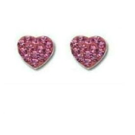 【送料無料】アクセサリー　ネックレス　スターリングシルバーピンクイヤリングコインtoc ragazze argento sterling rosa strass set orecchini a bottone cuore