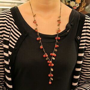 yzANZT[@lbNX@OlbNXVIWij[W[hcollana lunga donna ciliegie rosso sottile trendy originale sera matrimonio nz 1