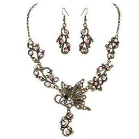 【送料無料】アクセサリー　ネックレス　スロットルピンクコリアーイヤリングアクセサリーセットfarfalla set rosa collier orecchini accessori da sposa per costume tradizionale