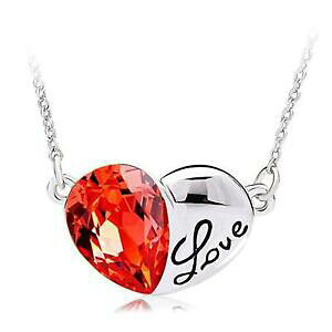 yzANZT[@lbNX@lbNXy_gtoc silvertone cristallo rosso collana con ciondolo amore cuore estensore 16 2