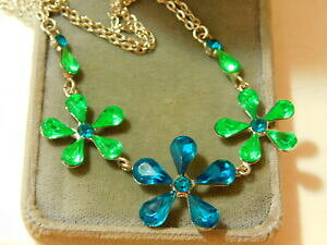 yzANZT[@lbNX@CXg[Vo[lbNXlbNX`[J[carini blu verde strass fiore catenina argento 12 15 collana girocollo