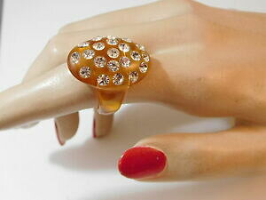 yzANZT[@lbNX@OS[fx[WANluccicante strass bling misura 7 anello beige dorato traslucido acrilico 5a 54