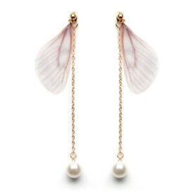 【送料無料】アクセサリー　ネックレス　シフォンイヤリングsweet chiffon wings asymmetric artificial pearl women earrings