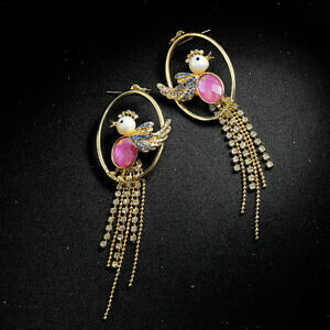 �y���������z�A�N�Z�T���[�@�l�b�N���X�@�C�������O�^�b�Z���}���`�J���[�N���X�^���s���Norecchini candeliere cerchio uccello tassel cristallo multicolore rosa xx26