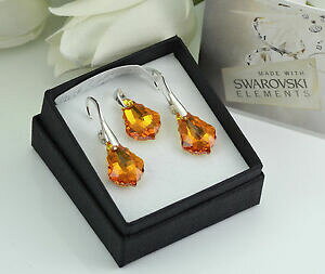 yzANZT[@lbNX@XtXL[NX^obNgp[YCOVo[Zbg925 orecchini argentoset realizzato con cristalli swarovski 16mm baroccotopaz ab