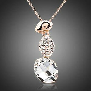【送料無料】アクセサリー ネックレス ホワイトクリアオーストリアクリスタルラインストーンピンクネックレスペンダントluccicante chiaro bianco austria cristallo rhinestone placcato in oro rosa collana c