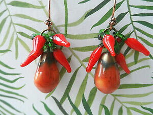 �y���������z�A�N�Z�T���[�@�l�b�N���X�@���b�g�}���S�[�K���X�����[�m�C�������O�n���h���C�h�^���S�Z���~�b�N�K���Xlotto n ooak artisan mango tango in ceramica gocce vetro di murano vetro orecchini fat