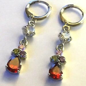 【送料無料】アクセサリー ネックレス マルチスワロフスキーエレメントホワイトゴールド×イヤリングplum uk multi swarovski elements oro bianco riempito 41x7mm dangle earrings l001