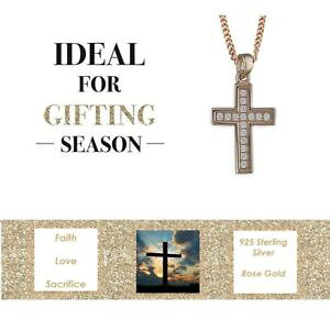 �y���������z�A�N�Z�T���[�@�l�b�N���X�@�X�^�[�����O�V���o�[�N���X�^���s���N�S�[���h�N���X�K�[���Y�o�v�e�X�}�y���_���g925 argento sterling cristallo oro rosa ciondolo a croce ragazze battesimo comunio