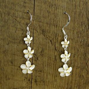 yzANZT[@lbNX@nCJbvX^[OVo[gvvAy_ghawaiano paio argento sterling 925 triplo plumeria fiori pendente