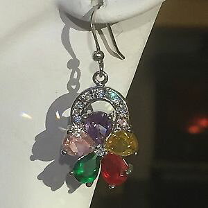 【送料無料】アクセサリー ネックレス マルチスワロフスキーエレメントホワイトゴールドイヤリングplum uk multi swarovski elements oro bianco riempito 36x15mm dangle earrings l001