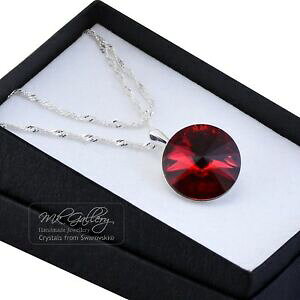 yzANZT[@lbNX@X^[OVo[lbNXXtXL[925 argento sterling collana 18 mm rosso scarlatto rivoli swarovski cristalli da