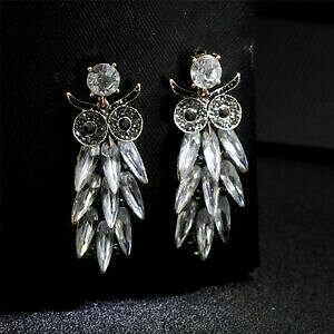 �y���������z�A�N�Z�T���[�@�l�b�N���X�@�C�������O���[�\�N�N���X�^���z���C�g�u���b�Norecchini candeliere iow gufo pav cristallo nero bianco matrimonio xx31