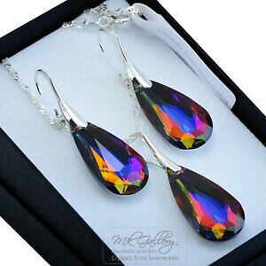 yzANZT[@lbNX@X^[OVo[lbNXXtXL[hbvZbg925 argento sterling setcollana vulcano a goccia cristalli 24mm da swarovski