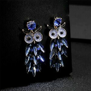 �y���������z�A�N�Z�T���[�@�l�b�N���X�@�C�������O���[�\�N�t�N���E�N���X�^��orecchini candeliere iow gufo pav cristallo blu navy matrimonio xx31