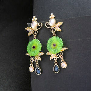 yzANZT[@lbNX@COo^tCgorecchini a farfalla insetto asimmetrico fiore blu verde retr xx30