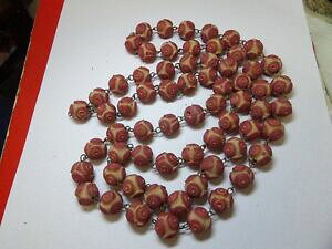 �y���������z�A�N�Z�T���[�@�l�b�N���X�@�r���e�[�W���b�h���[�Y�����O�r�[�Y�`�F�[���l�b�N���Xvintage insolito intagliato rosa rossa lunga perline collana catena amp; xk4186