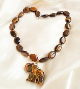 yzANZT[@lbNX@^CK[AClbNXy_gocchio di tigre gemstone collana con ciondolo a forma di elefante