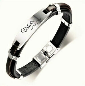 yzANZT[@lbNX@XeXv[g{bNXU[uXbgid bracciale in pelle con piastra in acciaio inox incl incisione a scelta pulsera hombre box
