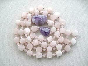 yzANZT[@lbNX@sNNH[cAWXglbNXr[Ytrama grossa lucidato naturale quarzo rosa amp; ametista collana di perline annodata 30