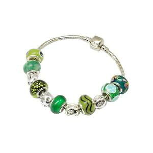 �y���������z�A�N�Z�T���[�@�l�b�N���X�@�O���[���u���X���b�g�r�[�Ytoc beadz ecocompatibile verde braccialetto con perline
