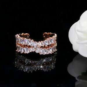 yzANZT[@lbNX@A[fR[YS[bague reglable deux rang art deco ouvert irregulier cz plaqu or dor rose g7 10
