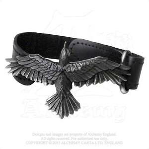 yzANZT[@lbNX@SVbNubN^KXs[^[uXbg alchemy gothic nero consorte raven bird peltro bracciale in pelle a109 uk made