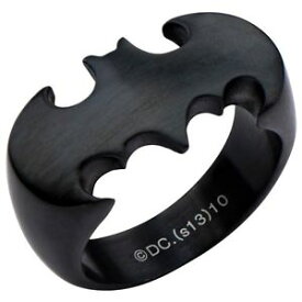 【送料無料】アクセサリー　ネックレス　バットマンコミックステンレススチールマットブラックリングロゴautentico logo di batman dc comics acciaio inox nero opaco anello 613