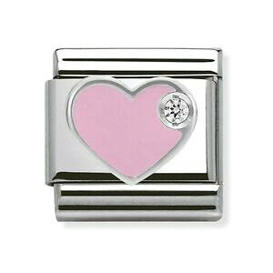 �y���������z�A�N�Z�T���[�@�l�b�N���X�@�G�i�����s���N�n�[�gnuovo originale nomination classico argento e smalto rosa heart charm set con una cz