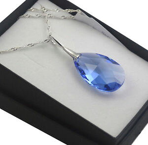 yzANZT[@lbNX@lbNXXtXL[NX^~fBATt@CA925 collana dargento realizzato con cristalli swarovski * medium sapphire * pera 28mm
