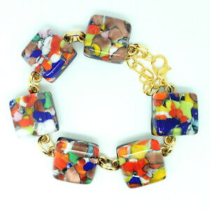 【送料無料】アクセサリー ネックレス ベニスムラノガラスマルチカラーハンドメイドブレスレットbracciale di vetro di murano multicolore fatto a mano da venezia