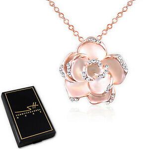 【送料無料】アクセサリー ネックレス ネックレストレーラーバラチェーンピンクゴールドカートンスワロフスキーcollana amp; rimorchio rose, catena da donna, oro rosa, swarovski cristalli, in astucci