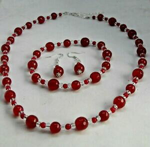 �y���������z�A�N�Z�T���[�@�l�b�N���X�@���r�[���b�h�l�b�N���X�Z�b�gbellissimo rubino rosso e cristalli di quarzo naturale collana set