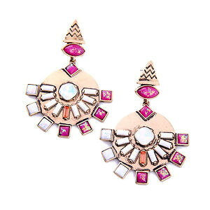 �y���������z�A�N�Z�T���[�@�l�b�N���X�@���b�L�s���o���b�N�s���N�G�X�j�b�N���g���C�������Oorecchini a perno dorato grandi candeliere barocco rosa retr etnico xx20