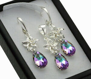 yzANZT[@lbNX@XtXL[CgVo[ZbgCOorecchini da sposa fiore in argentoset realizzato con cristalli swarovski pera 16mm luce v