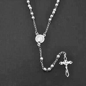 �y���������z�A�N�Z�T���[�@�l�b�N���X�@�X�^�[�����O�V���o�[�r�[�Y�l�b�N���X�y���_���gargento sterling 4mm perlina rosario collana con religioso ciondolo amp; pendente